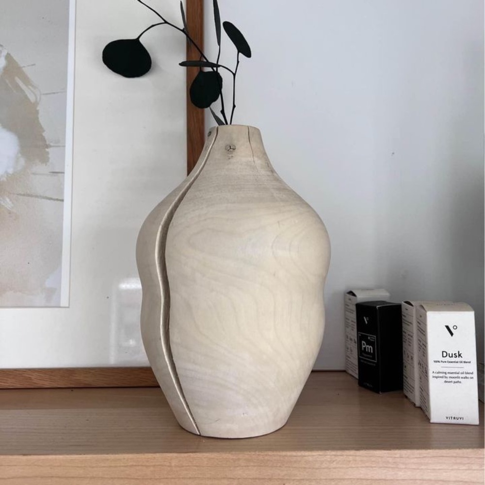 Beautiful Handmade Turned Wood Object / Decorative Vase - New